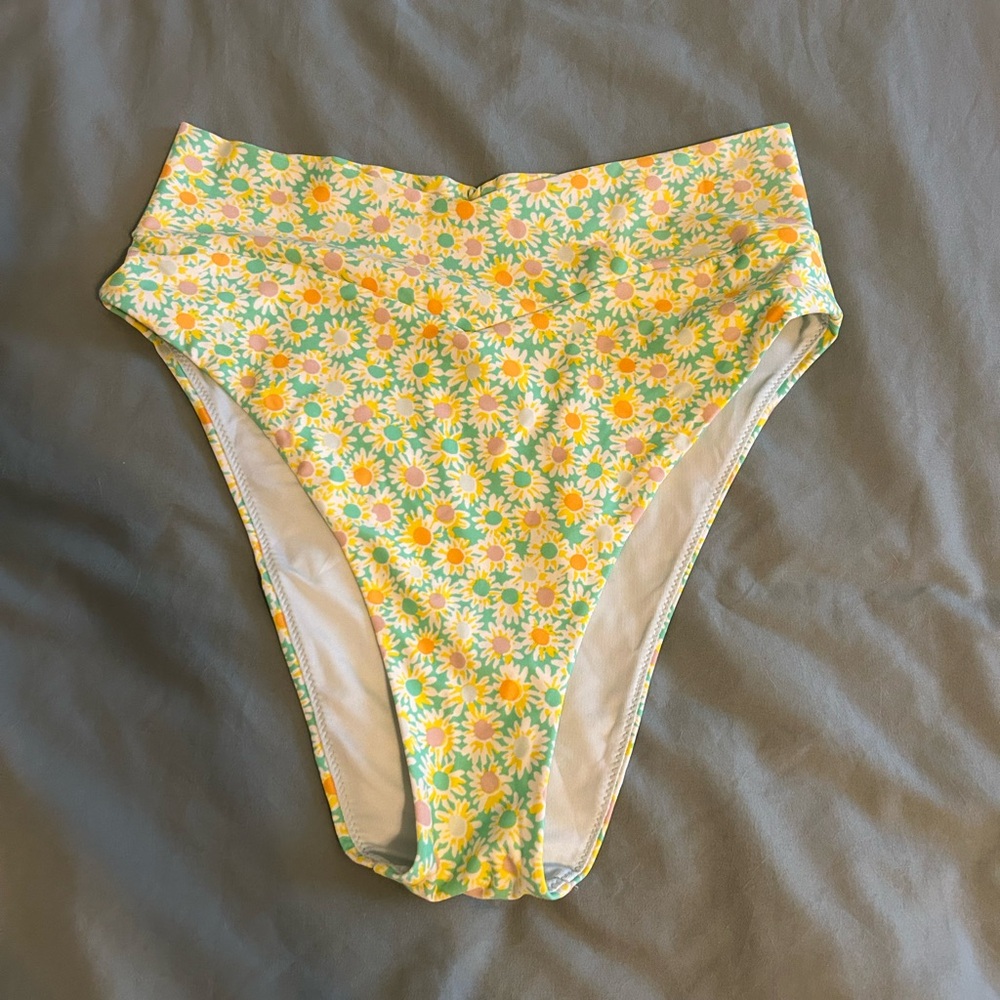Aerie Yellow and Green Daisy Bikini Bottoms